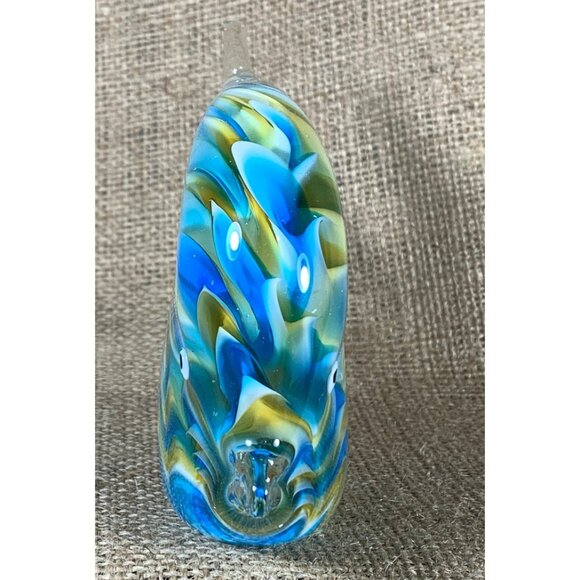 Blue & Yellow Art Glass Angel Fish Paperweight 3.75" x 6" - Picture 3 of 10